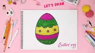 Learn to Draw and Color  an Easy Easter Egg | Kids Drawing