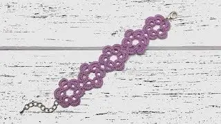 Beginner needle tatting. Bracelet DIY / Фриволите иглой для начинающих. Браслет