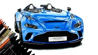 Realistic Car Drawing - Aston Martin V12 Speedster - Time Lapse - Drawing Ideas