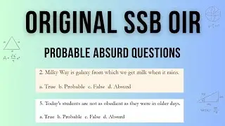 SSB OIR probable absurd type questions from Original DRDO DIPR Booklet