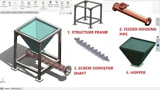 ☑️How to design a Hopper screw conveyor in SolidWorks #solidworksassembly@CADCAMTUTORIALBYHB