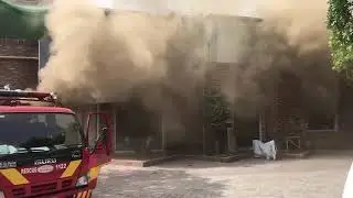 Chenone store on fire closeup