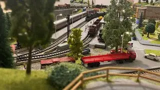 Small Freight Train Ride on a Model Layout Märklin H0