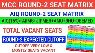 AIQ ROUND-2 Expected MBBS CUTOFF 2024 | MCC Round-2 Mostly VACANT Seats | CUTOFF VERY LOW 🚨