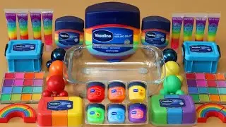 Mixing”Vaseline Rainbow” Eyeshadow and Makeup,parts,glitter Into Slime!Satisfying Slime Video!★ASMR★