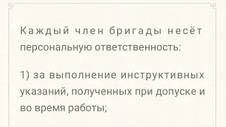 Член бригады несёт персональную ответственность за: