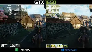 GTX 1650 GDDR6 - Witcher 3 - Manjaro Linux vs Windows