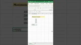 Max formula in excel #excel #youtubeshorts #exceltutorial #learn #msexcel #reels #excelexpert
