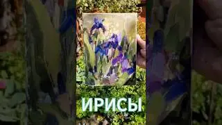 Обзор этюда с ирисами #живопись #искусство #artofEvelin