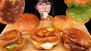 직접튀긴 겉바속쫄 찹쌀도넛✨누텔라 치즈 녹차 피넛버터 Chapssal doughnut ASMR MUKBANG Nutella Cheese Green Tea Peanut Butter