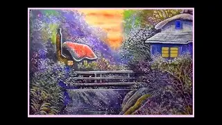Как нарисовать пейзаж акварелью. Уроки рисования. Сказочные домики.