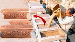 Slip Casting a Rectangular Clay Planter | Amazing Clay Flower Pot Making Process | Exploring Skills