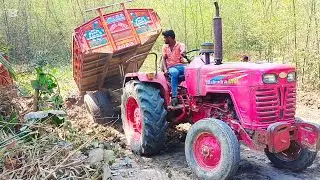 Mahindra super tarbo 595 digital hydrolic soil unloading video by tractor!Digital Unload facility!