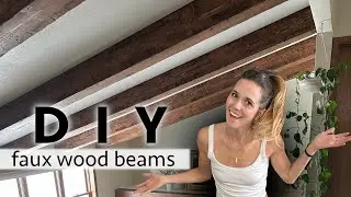 DIY Distressed Faux Beams Ceiling Transformation