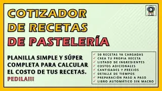 🧁 PLANILLA PARA COSTOS DE PASTELERÍA: 50 RECETAS + CREADOR DE RECETA!!! 🍰