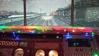 [Тренажер электропоезда ЭР2Р] Пригородный с Харькова  новогодним вечером...