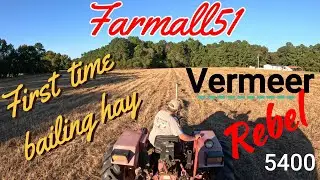 Baling Crabgrass Hay with a Vermeer Rebel 5400 baler #farmall51 #hay #farming #farm