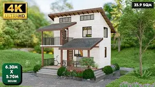 Two story Tiny House Design |  6.3 M x 5.7 M | 02 Bedroom House | 35.9 SQM | Tiny house walkthrough