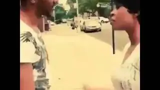 Woman beats man