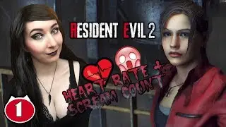 SO SCARED!!  - Resident Evil 2: Remake Claire A Gameplay Part 1 - HEART RATE + SCREAM COUNT