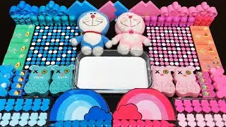 PINK Vs BLUE DOREMON Slime ! Mixing random into Glossy Slime I Relaxing slime videos