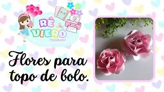 Flor de papel para topo de bolo!