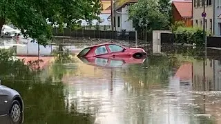 HOCHWASSER IN BAYERN: Schrobenhausen 2.6.2024