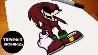 How To Draw Knuckles - FNF MOD Sonic EXE V2.0 - Step by Step