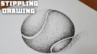 Stippling Drawing# 77 - How to Draw a Realistic Tennis Ball Using Dots |Shape Drawing| Stippling Art