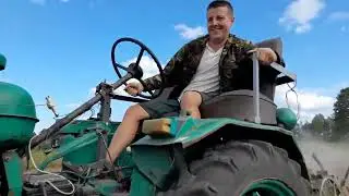 ДТ-20 з польською кінною копачкою. Картоплі мало, бо вже крайній рядок.