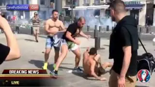 Brutal pelea entre hooligans ingleses y rusos, Inglaterra vs Rusia - Eurocopa BASTA DE VIOLENCIA