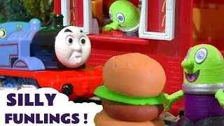 The Funlings at McDonalds Drive Thru with Toy Trains