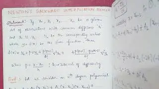 Newton's Backward Interpolation Formula Derivation || Numerical Analysis .
