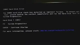 Hp Smart Hard Disk Error 301