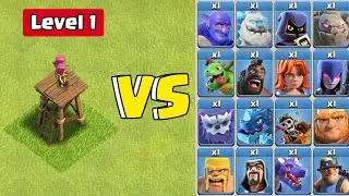 Level 1 Archer Tower vs All Troops - Clash of Clans