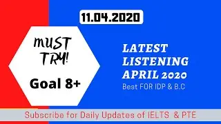 11.04.2020 | IELTS LISTENING LATEST PRACTICE TEST | 11 APRIL 2020 | 11-04-2020