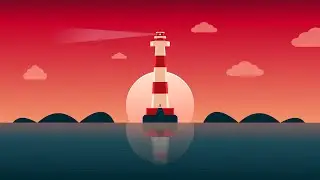 Light house tower and sea illustration in Coreldraw | Artistic Design |