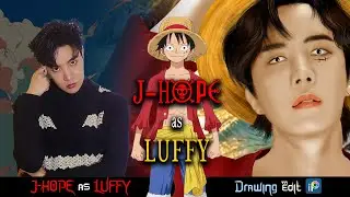 @BTS  J-Hope as Luffy from One Piece Digital Art | Anime Crossover Fanart #bts #jhope #onepiece