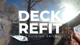 Upper deck refit of a GRANADA 31 cruising sailboat *teak removal * core replacement * new laminate*