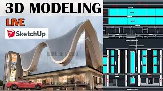 Change Commercial Exterior 3D in SketchUp | Commercial Elevation 3d Modeling