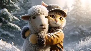Cold Cat Saves A Sheep From A Wolf 🐈🐑🐺  #cat #cute #aicat #sheep #wolf
