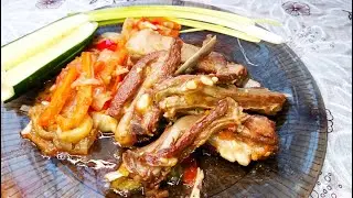 Бараньи ребра с овощами в казане.бараньи ребра.бараньи ребра в казане.За добавкой к Серго.