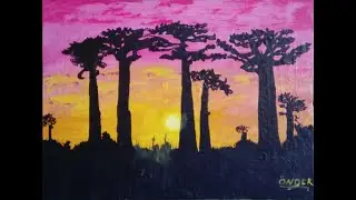 Akrilik Tablo | Günbatımındaki Ağaçlar = Acrylic Painting | Trees at Sunset