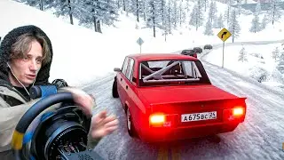 НА ЛЕТНЕЙ РЕЗИНЕ ПО ГОЛОЛЕДУ НА ВАЗ 2107 | BeamNG.drive