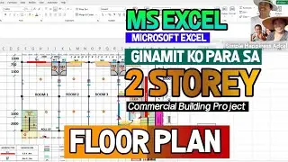 Microsoft Excel used for drafting 2 storey commercial building Plan