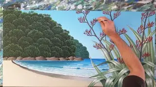 Acrylic Painting / A Beach with Acrylics on Canvas / Time Lapse Video