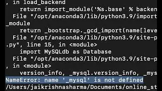 Django: NameError _mysqldb is not defined