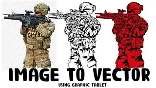 Image to Line art | Speed Art | SOLDIER | Illustrator Line Art | Graphic Tablet Drawing