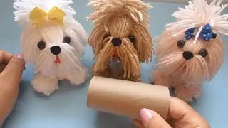YARN WOOL DOG | How to Make a Pom Pom Dog | DIY with Toilet Paper Roll