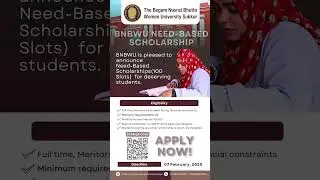 𝐄𝐱𝐜𝐢𝐭𝐢𝐧𝐠 𝐒𝐜𝐡𝐨𝐥𝐚𝐫𝐬𝐡𝐢𝐩 𝐎𝐩𝐩𝐨𝐫𝐭𝐮𝐧𝐢𝐭𝐲 𝐚𝐭 𝐁𝐍𝐁𝐖𝐔 Sukkur